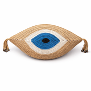 Funda de Cojín Decorativo Ojo de la Suerte - Tejido en Cuerda de Cuero
