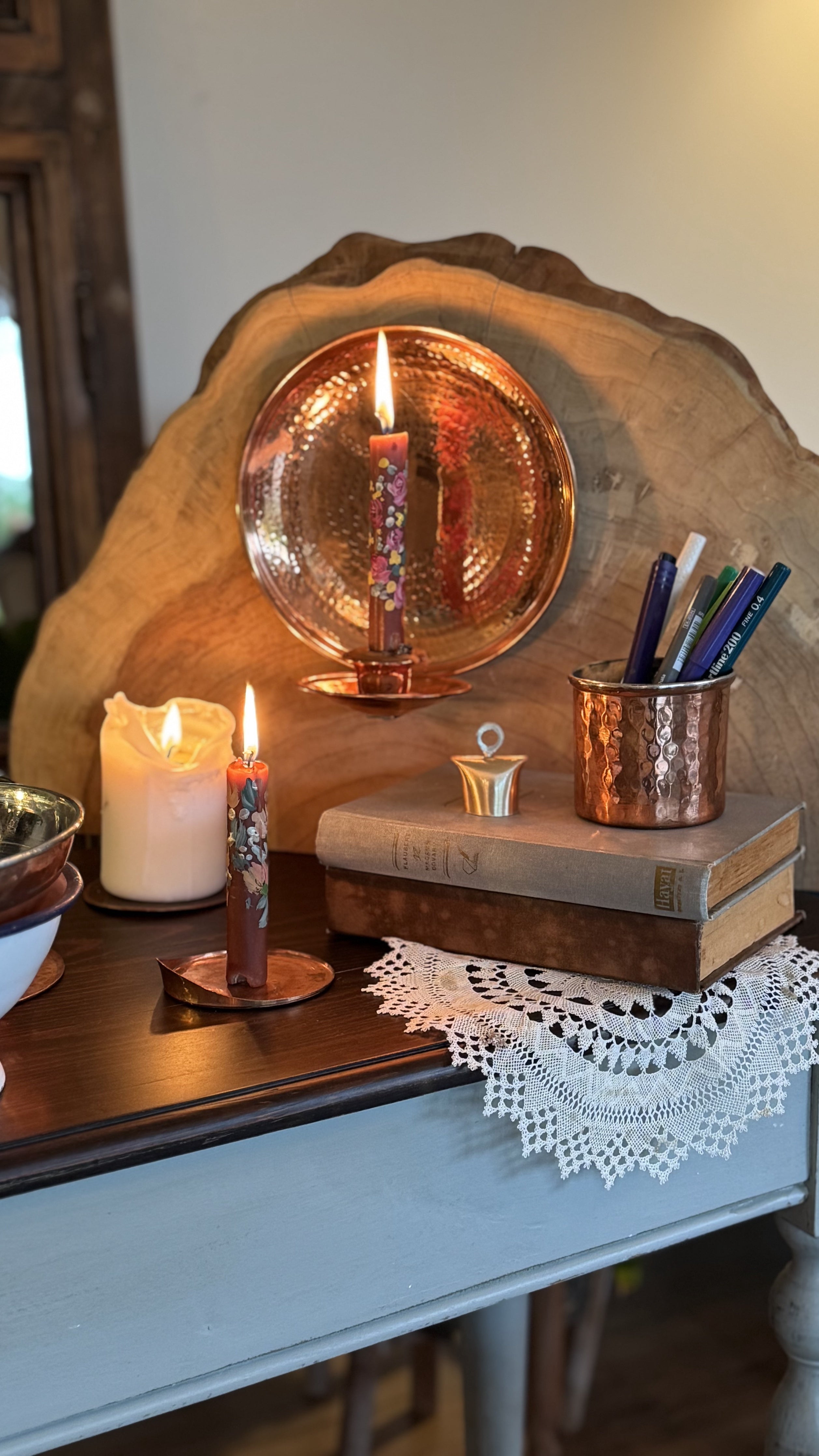 Candelero De Pared Minimalista De Cobre - Ilumina Con Elegancia Mediterránea