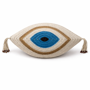 Funda de Cojín Decorativo Ojo de la Suerte - Tejido en Cuerda de Cuero