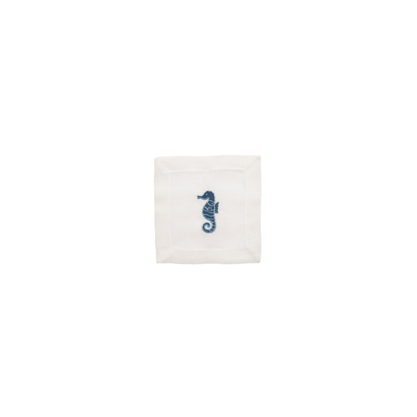 Set of 4 Marine Linen Cocktail Napkins - Natural Nautical Freshness