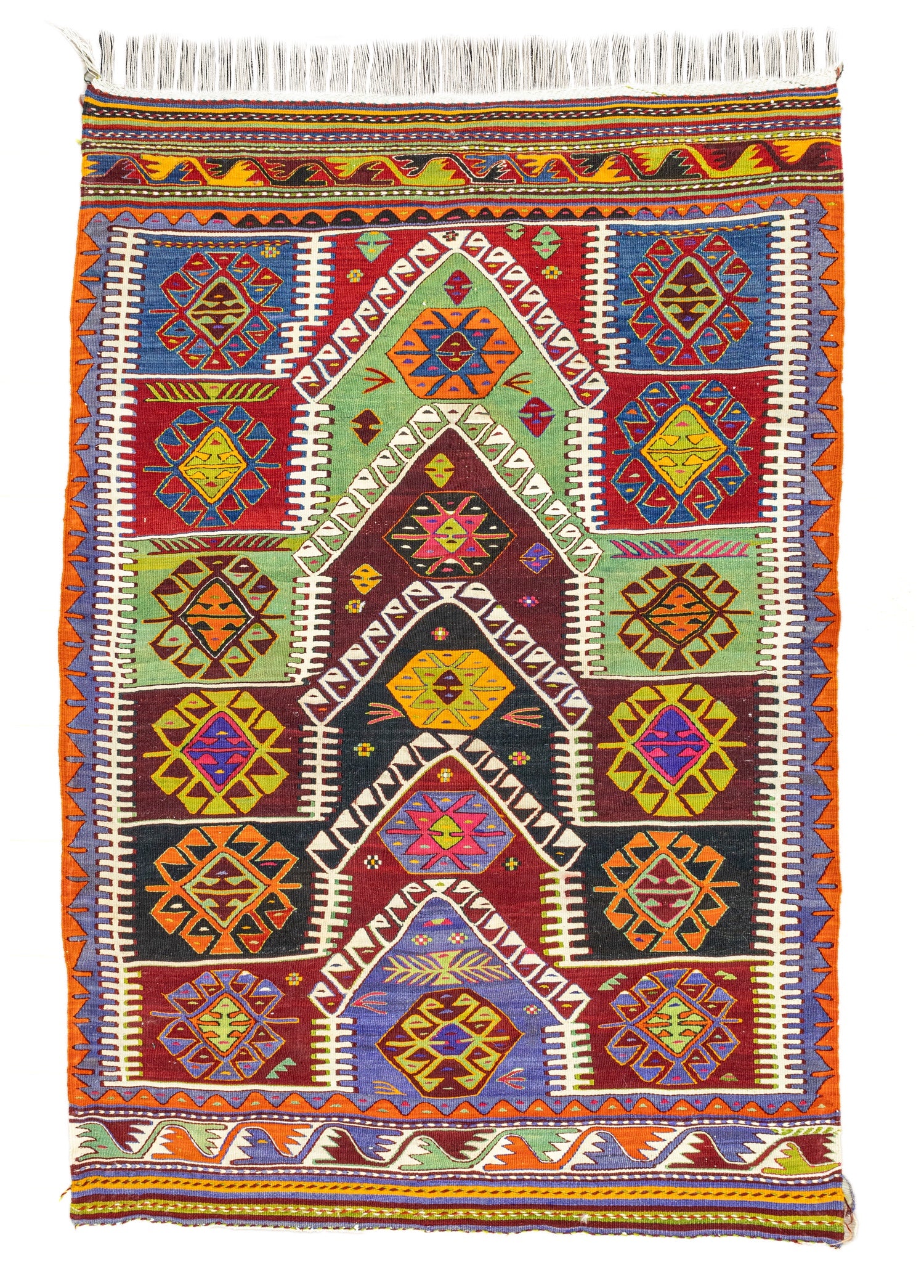 Pakdest Colorful Hand-Woven Kavak Kilim Artesanal Natural Wool 118x186cm – Origen Sostenible
