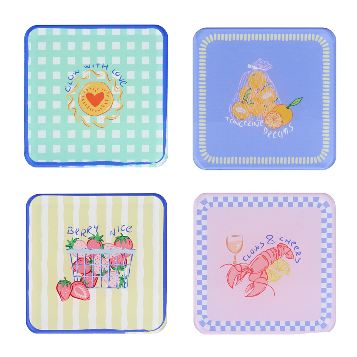 Posavasos Bon Appétit - Diseño Italiano Ilustrado (Set de 4)