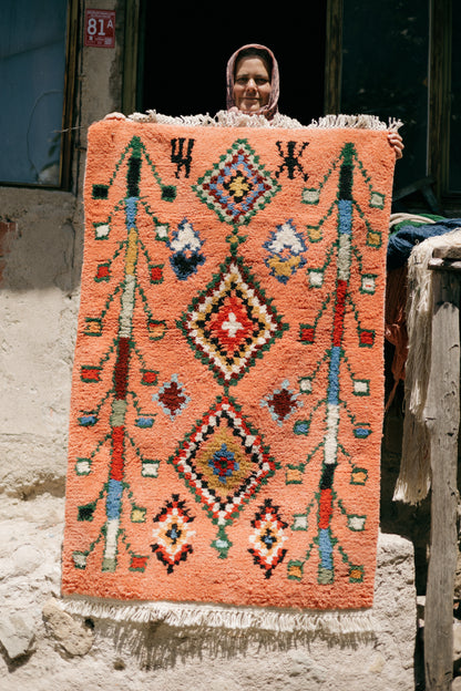 Charm Coral Aurora Rug - Sublime Femininity Handwoven Velvet