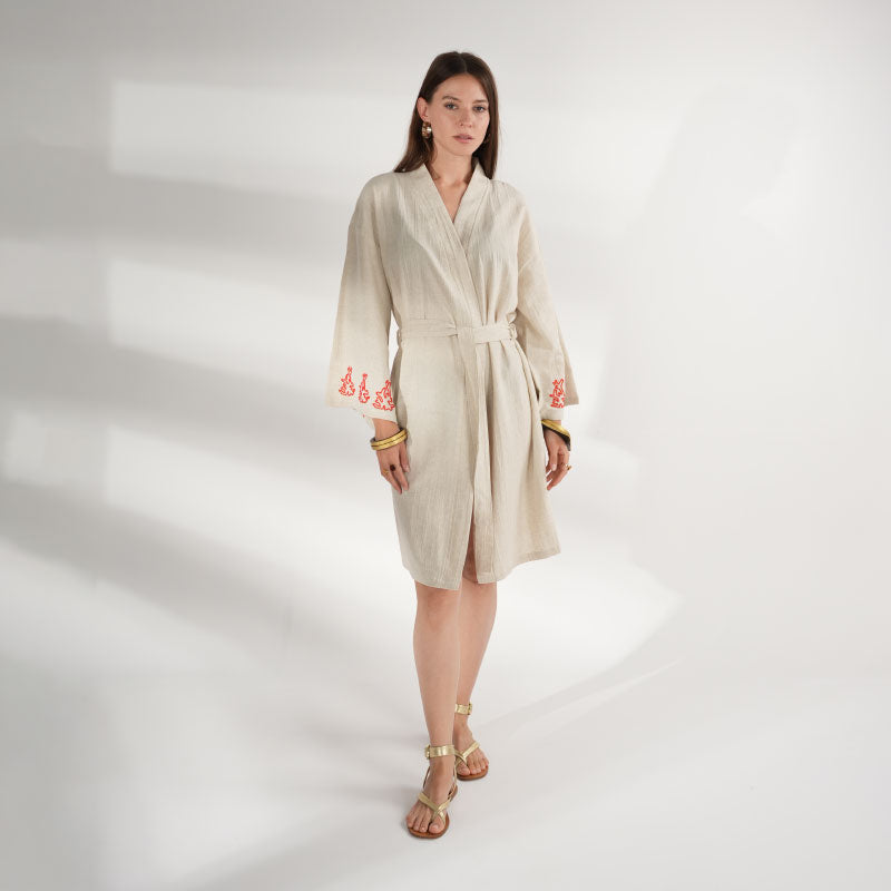 Kimono "Kimono Premium "Coral" - Símbolo Marino Bordado a Mano"