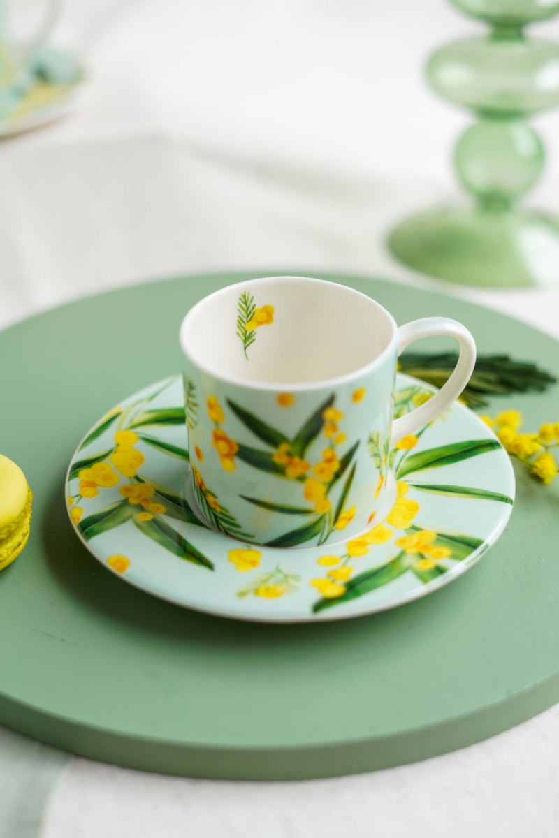 Taza de Café Turco Fleur de Mimosa - Color Eau de Nil Primaveral (85cc)