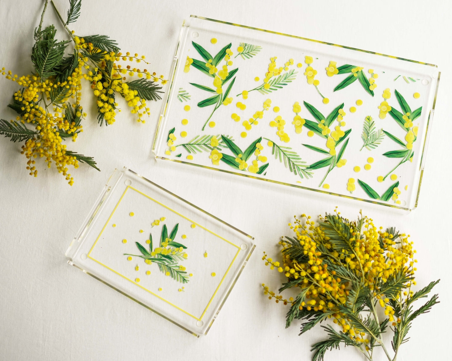 Large Mimosa Flower Tray - Mediterranean Spring Luxury Ceramics