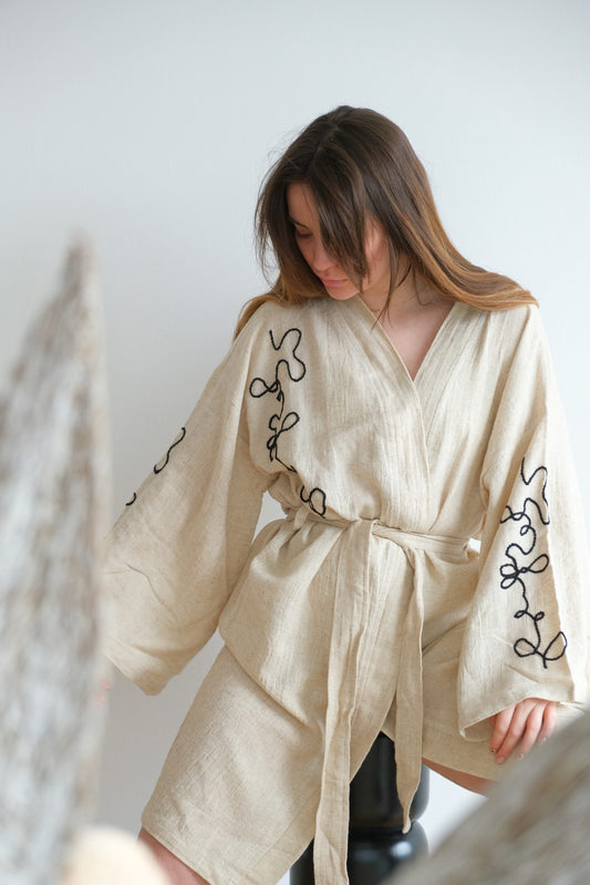 Handmade Kimono "Infinity" - Luxury Hand Embroidery