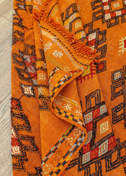 Turunc Hand-Woven Ethnic Kilim Artesanal Natural Wool Orange,Multicolor – Origen Sostenible