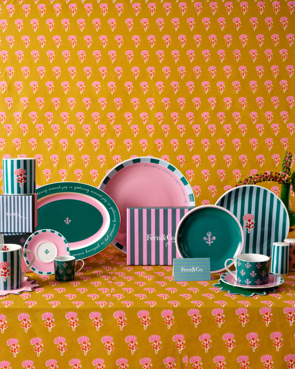Plato Postre Nostalgia Rayas - Dulces con Historia