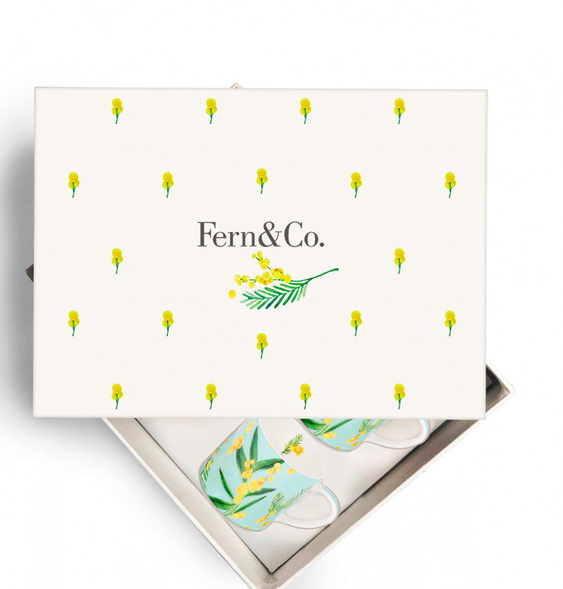 Fleur de Mimosa Turkish Coffee Set - 2 Eau de Nil Cups