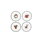 Set 4 Servilletas Cóctel Holiday - Diseño Mediterráneo Festivo Lujo