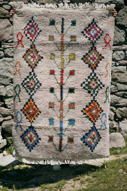 Golden Vanilla Tree of Life Rug - Ancestral Wisdom Materialized in Pure Wool