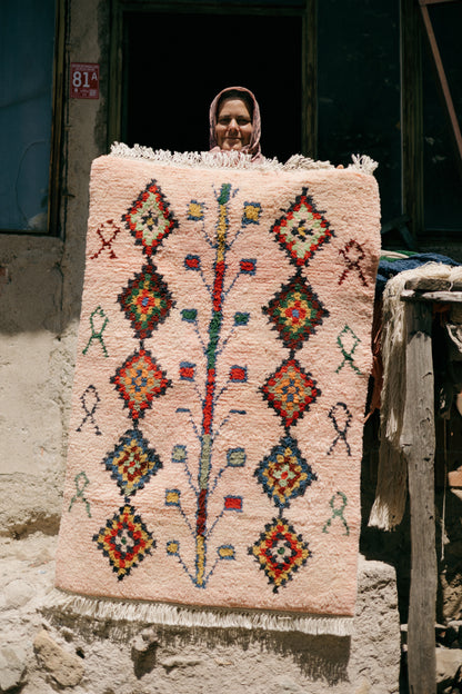 Celestial Pink Tree of Life Rug - Sacred Symbol Woven by Keepers of Traditions