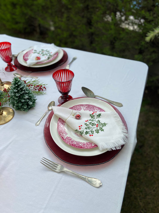 Set of 6 Ilex Premium Linen Napkins - Christmas Edition