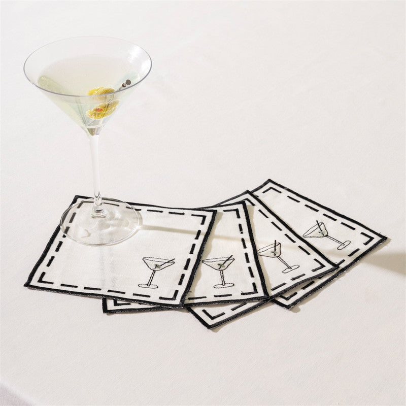 Set de 4 Servilletas Martini The Cocktail Club - Lino Premium con Diseño Minimalista