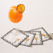 Set De 4 Servilletas Aperol Spritz the Cocktail Club - Lino Exclusivo Para Aperitivos