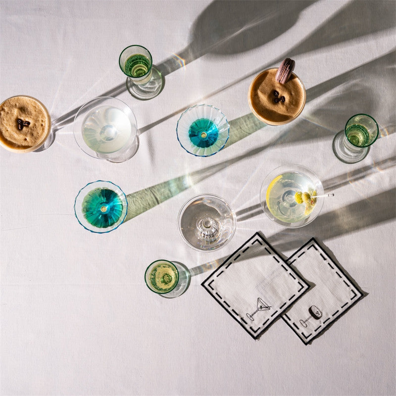 Set of 4 Cocktail Mix Napkins the Cocktail Club - Handmade Linen Collection