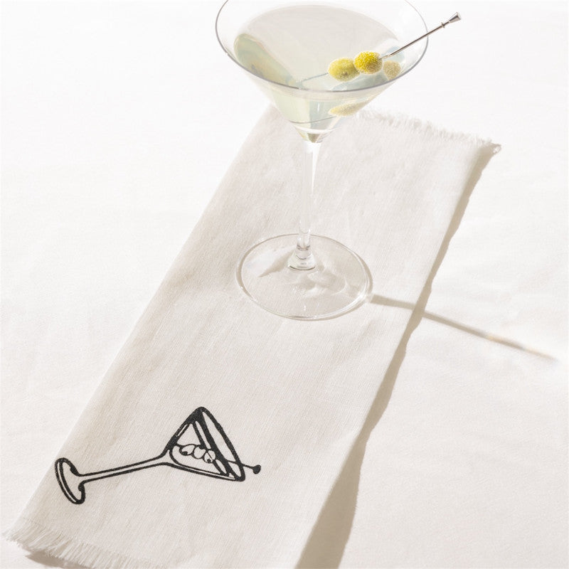 Set of 6 Cocktail Club Napkins - Premium Linen with Martini Design
