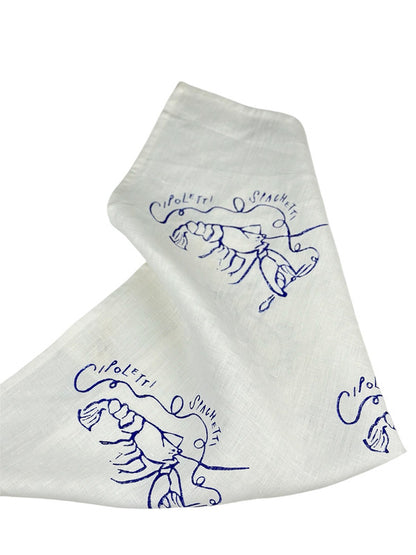 Set of 2 Aqua Blu Kitchen Towels - Handmade Navy Linen