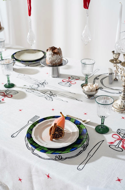 Tablecloth Table Setting Christmas