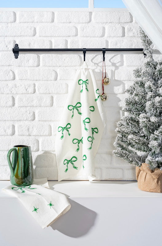 Set de 2 Paños de Cocina Lane Christmas Edition Green - Lino Ecológico Navideño