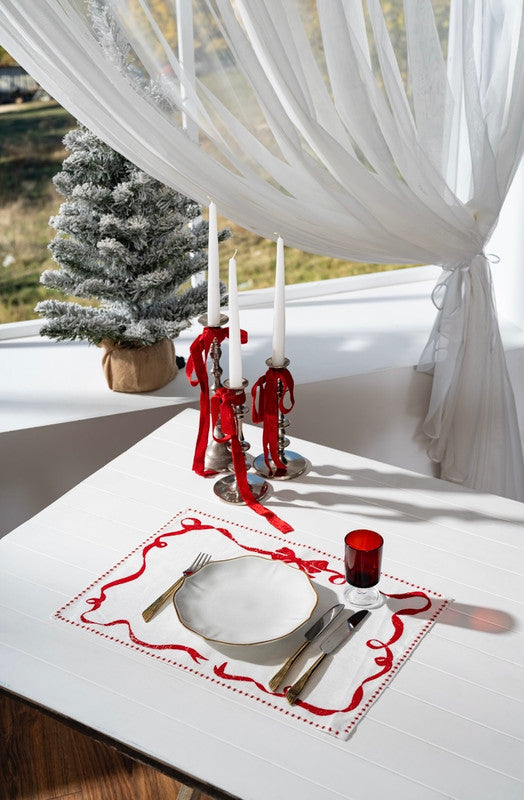 Mantel Individual Lane-Christmas Edition Red - Set De 6