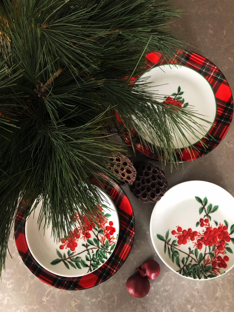 Plato de Aperitivo Red Berry - Porcelana con Oro 24K