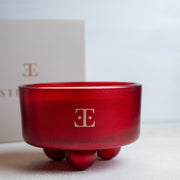 XL Red Velvet Bowl Candle - Sculptural Design in Glass