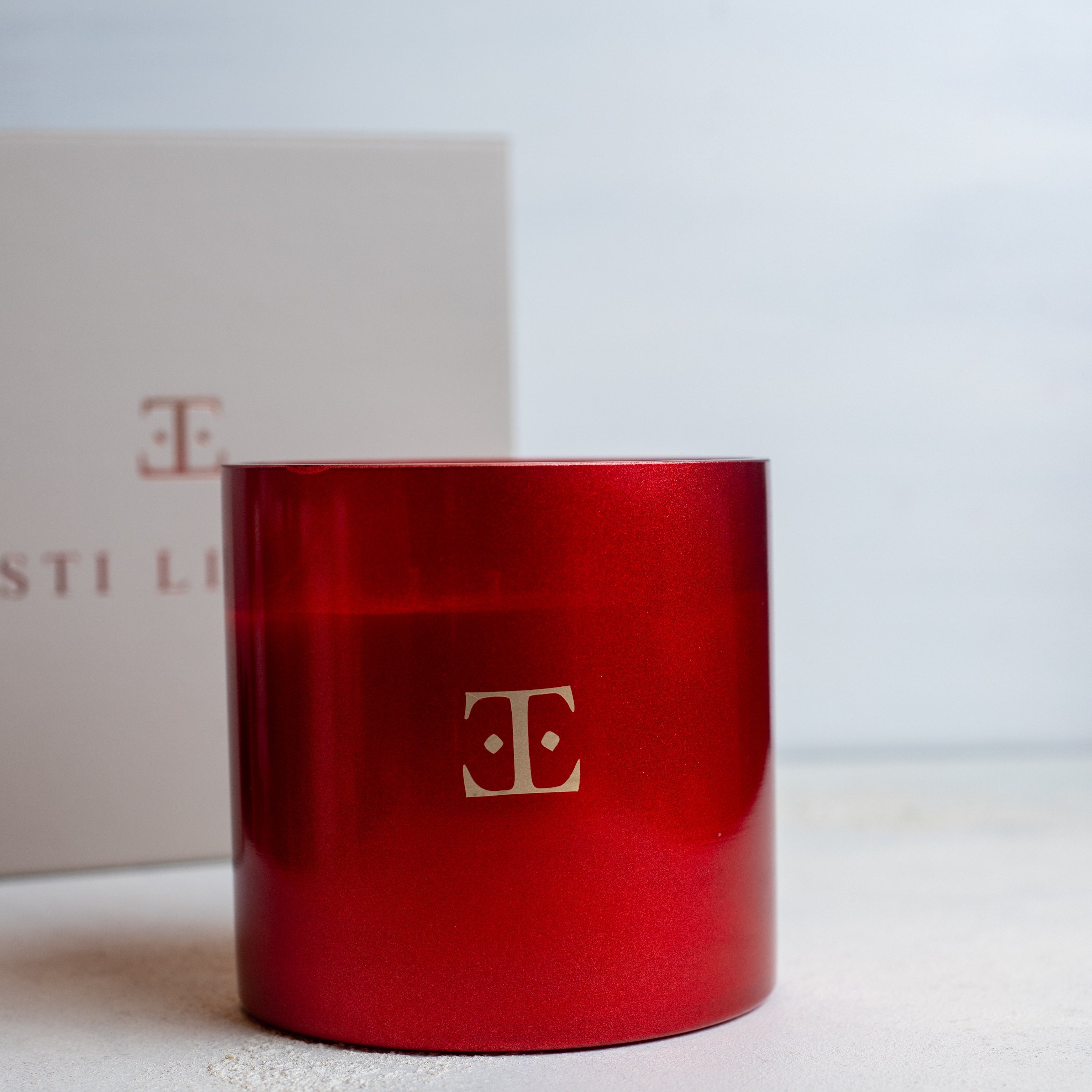 XL Red Velvet Glass Candle - Vibrant Red Energy