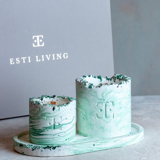 Set de Velas Luxury MYSTIC Green con Cristales de Fluorita