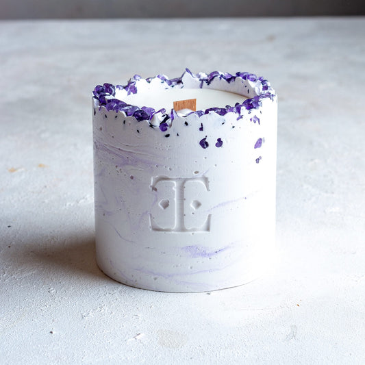 Colección Exclusiva de Velas Premium Lavanda con Piedras Amatista