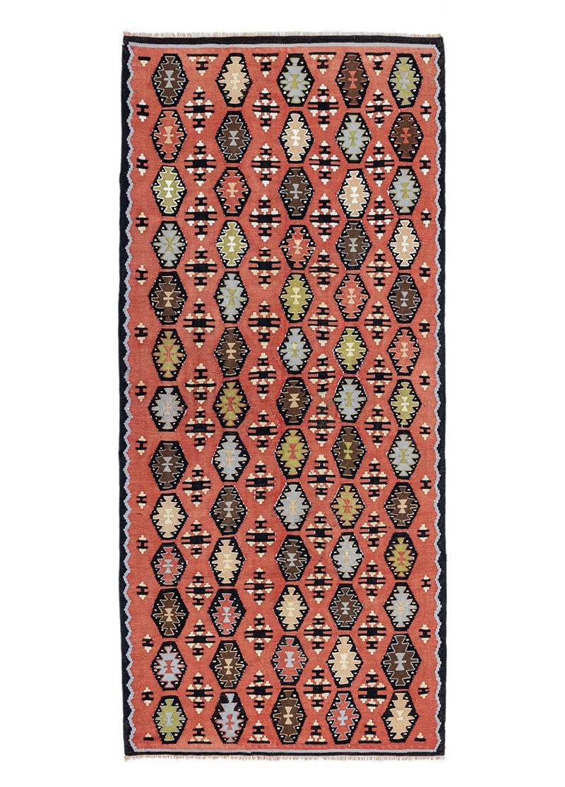 Karine Vintage Bohemian Wool Kilim Artesanal Natural Wool 95x211cm – Origen Sostenible