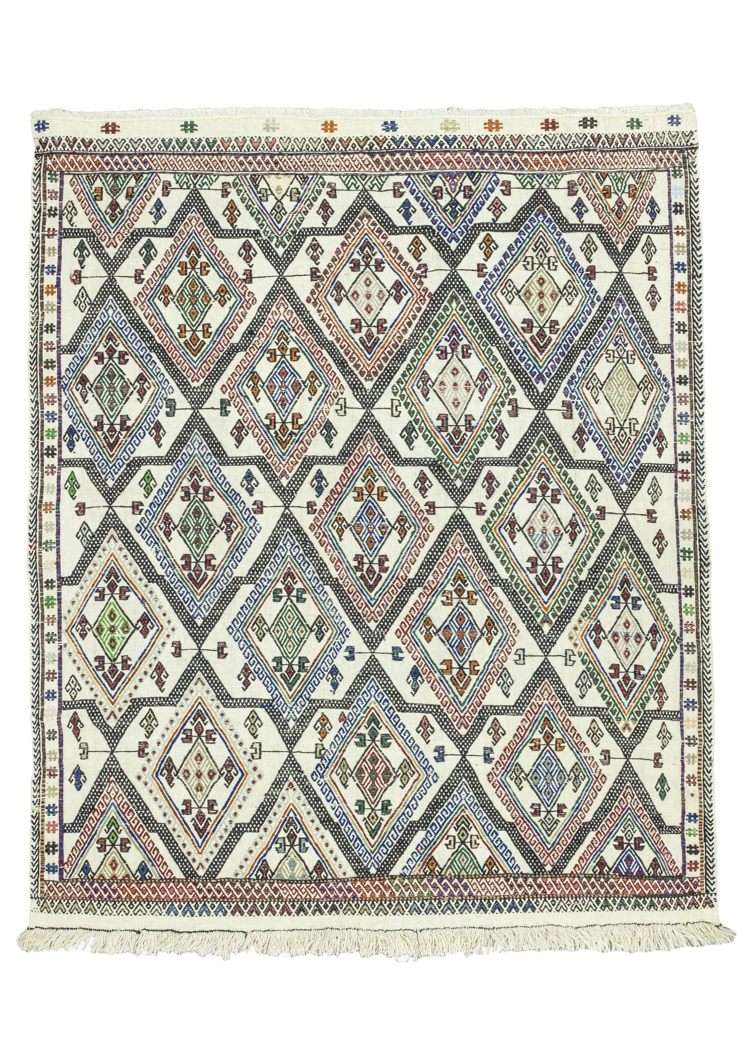 Humeyn Geometrical Design Wool Kilim Artesanal Natural Wool 131x157cm – Origen Sostenible