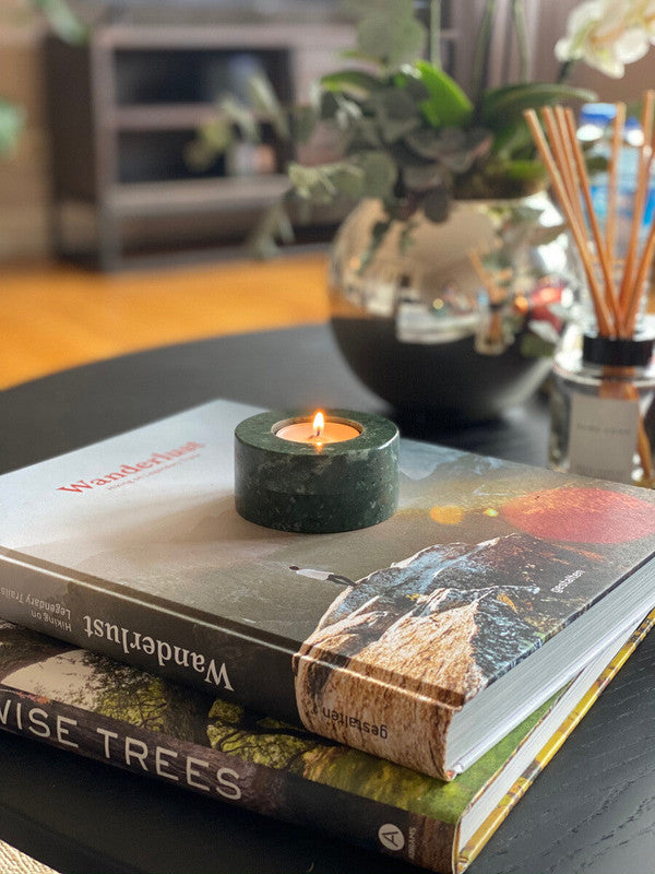 Candelero Individual M1Y - Energía Natural en Mármol Verde Guatemala