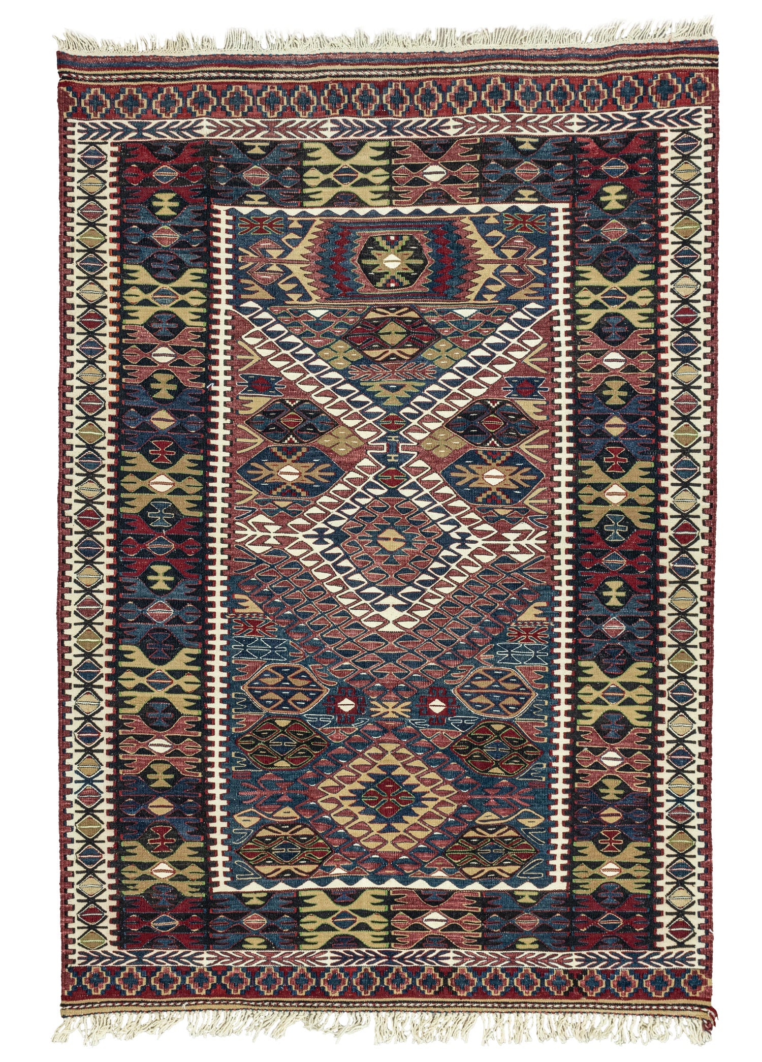 Vigen Rustic Hand-Woven Wool Nuzumla Kilim Artesanal Natural Wool 136x196cm – Origen Sostenible