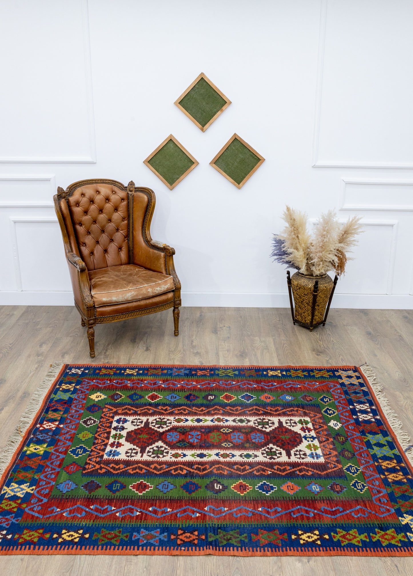 Alfombra Abçar Vintage Rural - Tejido a Mano Lana Natural 141x184cm