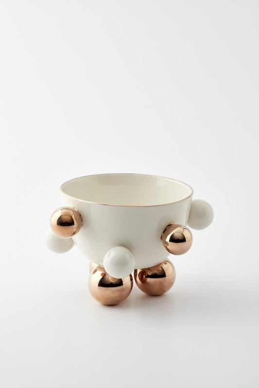 Cosmos Porcelain Bowl Medium, Gold Detail