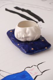 Sleeping Beauty Cup & Dark Blue Pillow Porcelain Set