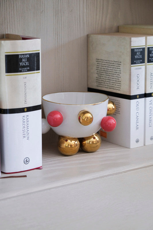 Cosmos Porcelain Bowl Large, Gold-Red Detail