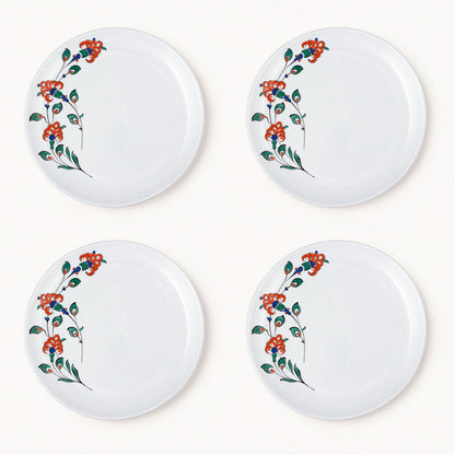 Set 4 Platos Postre Lirios - Dulzura Refinada en Cerámica İznik