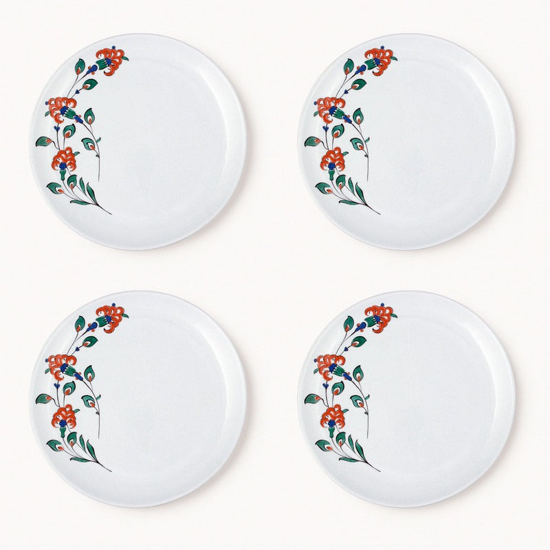 Juego De 4 Platos De Postre De Azulejos Con Lirios - Artesanía Exclusiva