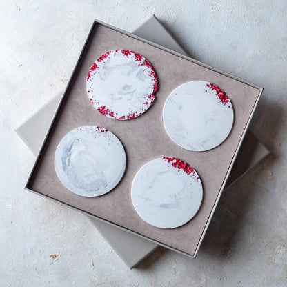 Simply Red Minimalist Coasters - Premium Elegant Red