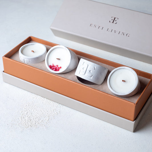 Colección "SIMPLY Red" Mini - Set 4 Velas Mediterráneas
