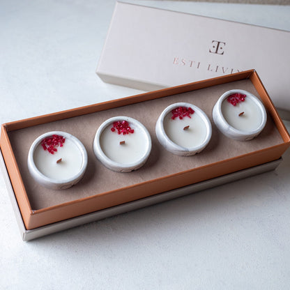 Colección "SIMPLY Red" Mini - Set 4 Velas Mediterráneas
