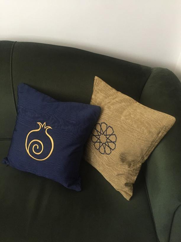 Navy blue golden pomegranate pillowcase