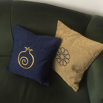 Navy blue golden pomegranate pillowcase