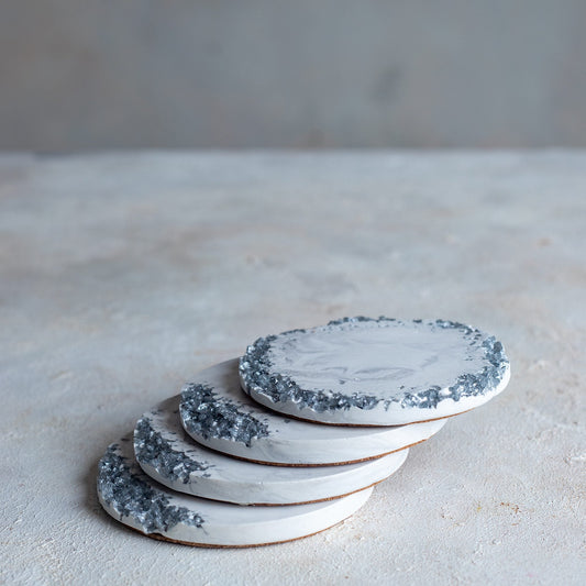 Posavasos Artesanales Silver Muse - Elegancia Plateada Premium