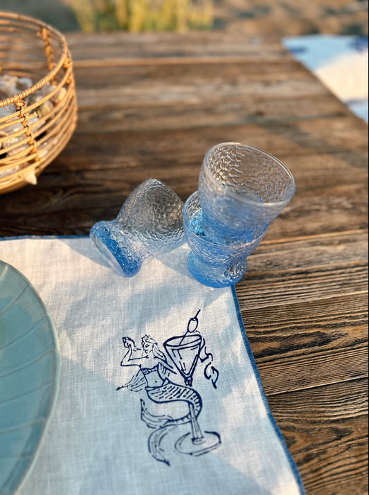 Mantel Individual Aqua Blu Mermaid - Set de 6 (Sirena abrazando la copa)