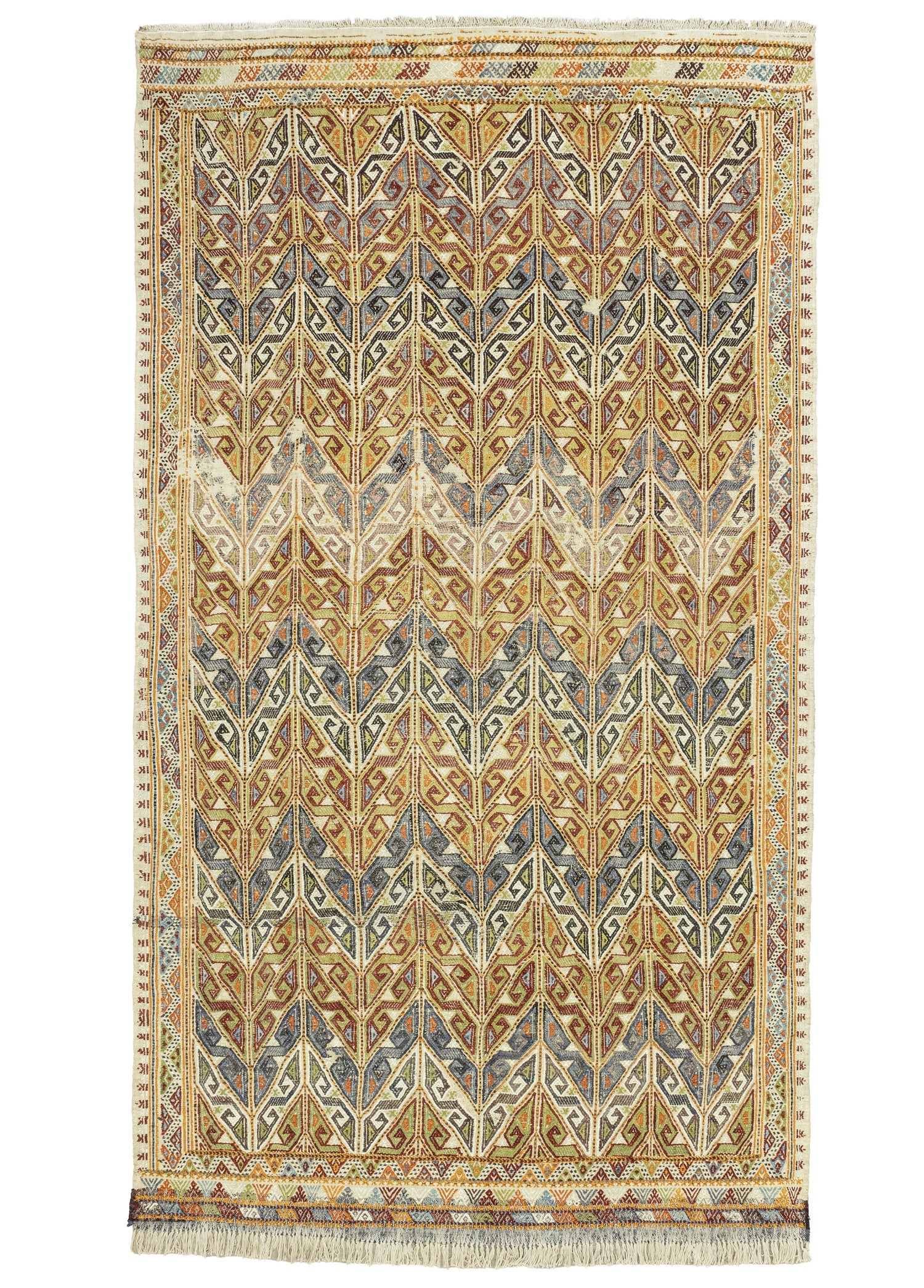 Glenn Geometric Patterned Cicim Kilim Artesanal Natural Wool&Cotton 173x325cm – Origen Sostenible