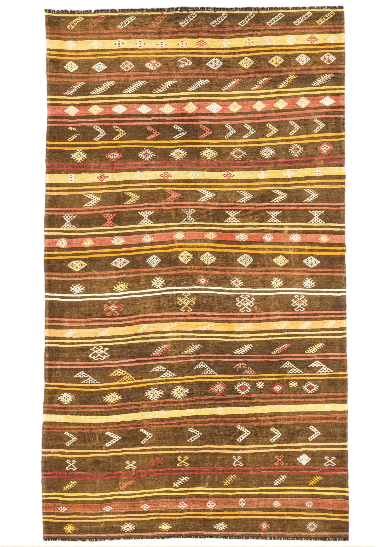 Kilim Cicim Marrón Grande - Presencia Monumental 232x408cm